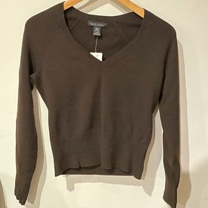 NWT BR merino wool v-neck brown sweater